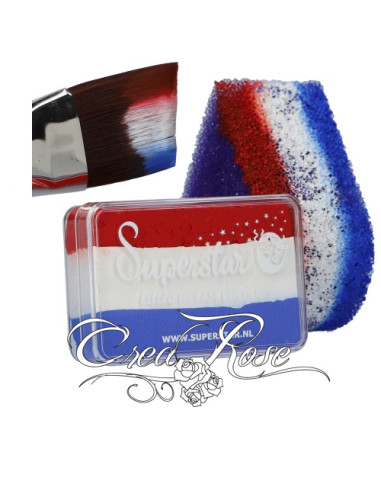 Little Dream Colours, Red, White, Blue potje met spons en penseel erbij