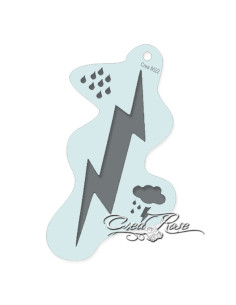 Mylar schminksjabloon (14,5 × 8,5 cm) met bliksem, regendruppels en regenwolk