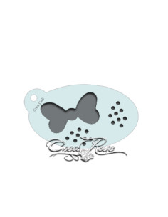 Schminksjabloon van CreaRose met een klein strikje en een patroon van polkadots.