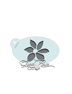 Ovaal sjabloon met afbeelding van een bloem, Logo van crearose staat er onder